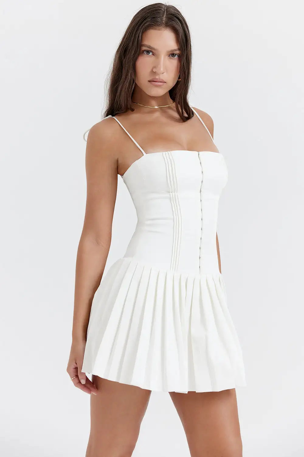 FEMME White Pleated Dress