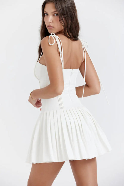 FEMME White Pleated Dress