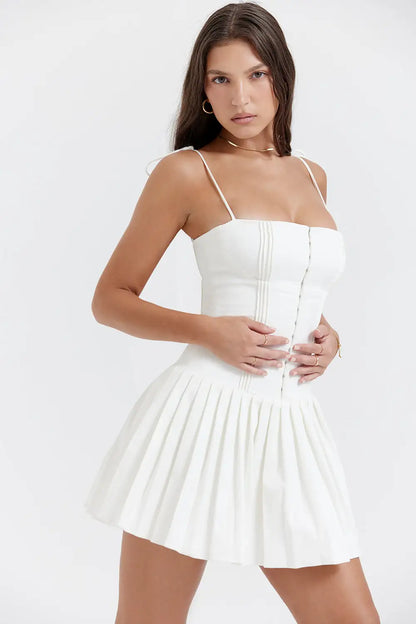 FEMME White Pleated Dress